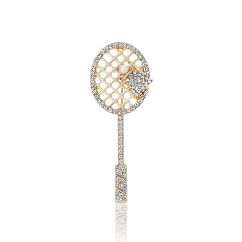 Kreative Legierung Tennisschläger Brosche Pin Mit Strass Künstliche Perle Eingelegt Elegante Sportliche Anzug Reversnadel Zubehör