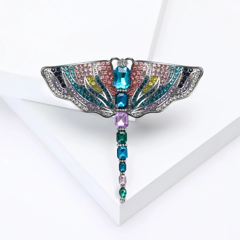 Mode Mehrfarbig Strass Libelle Brosche Für Damen Legierung Vintage Kristall Insekt Brosche Pin Für Anzug Mantel Schmuck