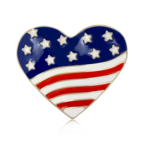 American Flag Heart Enamel Brooch Pin For Men Women Alloy USA Independence Day Fashion Patriotic Jewelry Accessory Badge