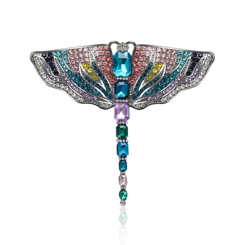 Eleganter Mehrfarbiger Libelle Brosche Für Damen Vintage Legierung Strass Eingelegter Schmuck Nadel Für Pullover Mantel