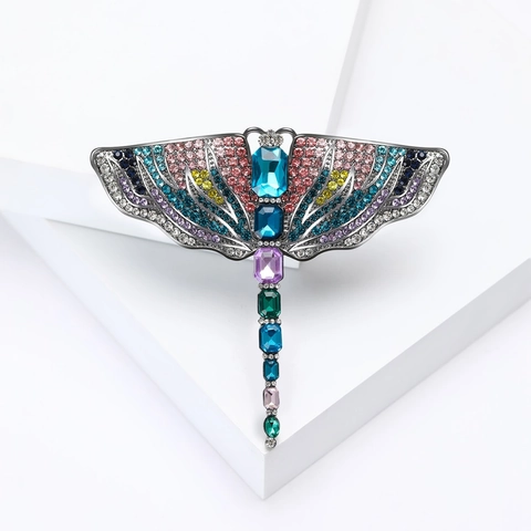 Eleganter Mehrfarbiger Libelle Brosche Für Damen Vintage Legierung Strass Eingelegter Schmuck Nadel Für Pullover Mantel