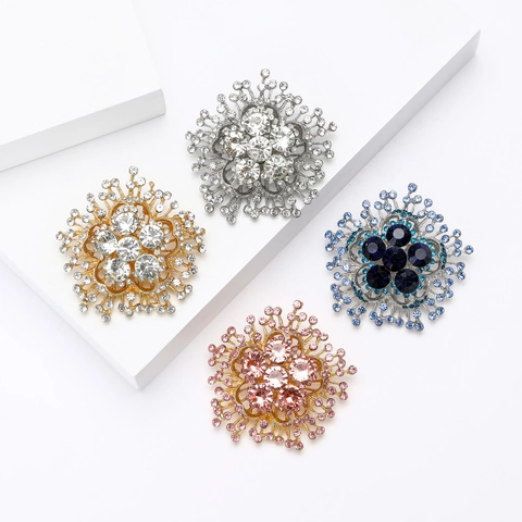 Moda Lega Strass Fiore Spilla Cavo Cristallo Fiocco Di Neve Spilla Per Donna Accessori Abbigliamento Matrimonio Festa Gioielli