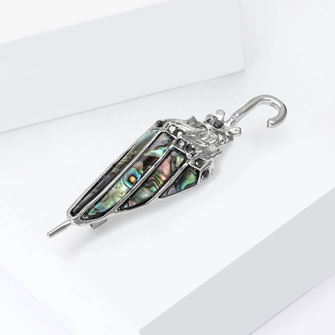 Elegante Legierung Regenschirm Brosche Mit Abalone-Muscheleinlage Und Strass Vintage Floral Mode Schmuck Für Frauen Geschenk