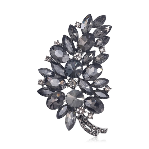 Vintage Legierung Kristallglas Blatt Brosche Für Damen Strass Eingelegt Mode Elegante Brustnadel Für Kleid Anzug Zubehör