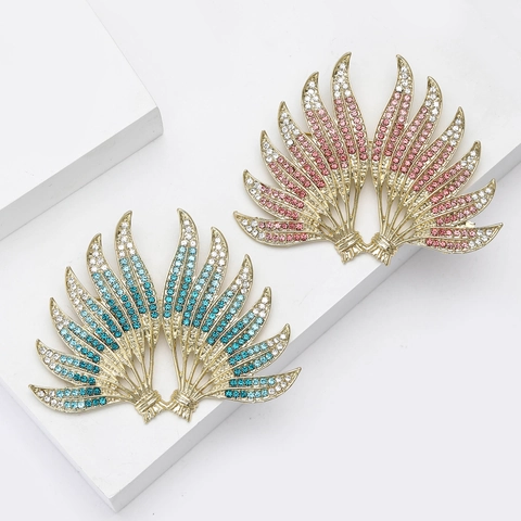 Elegante Spilla ad Ala in Lega con Strass per Donna Spilla Corsage in Cristallo Colorato Sfumato di Lusso Accessori Gioielli Moda