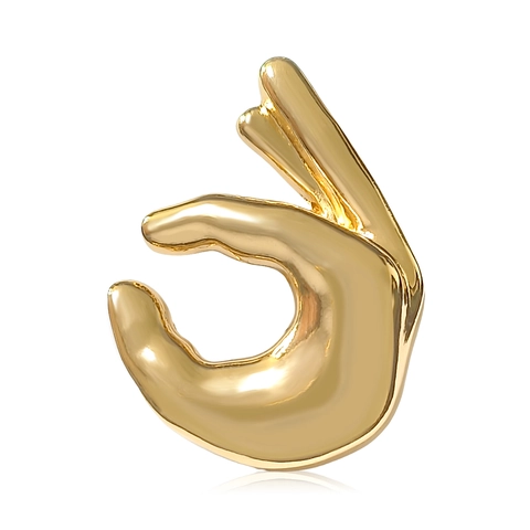 Spilla Creativa a Forma di Mano OK in Lega Smaltata Accessori Moda in Metallo Lucidato per Uomo Donna Gioielli