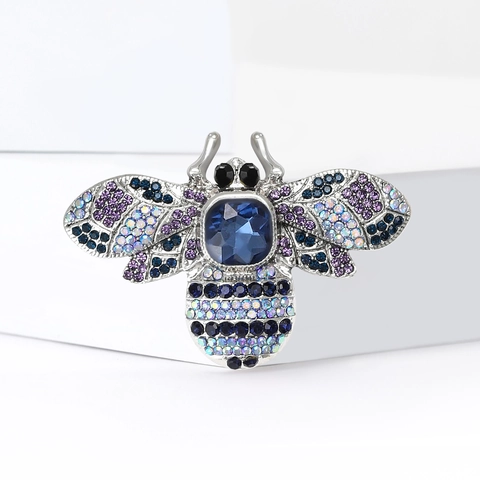 Vintage Alloy Rhinestone Bee Brooch For Women Luxurious Crystal Animal Shape Fashion Jewelry Pin Clothing Accessories
