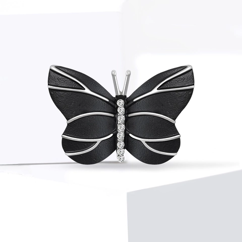 Mode Legierung Schmetterling Brosche Für Damen Schwarz Silber Strass Eingelegt Pin Dekorative Kleidung Schmuck Zubehör Geschenk