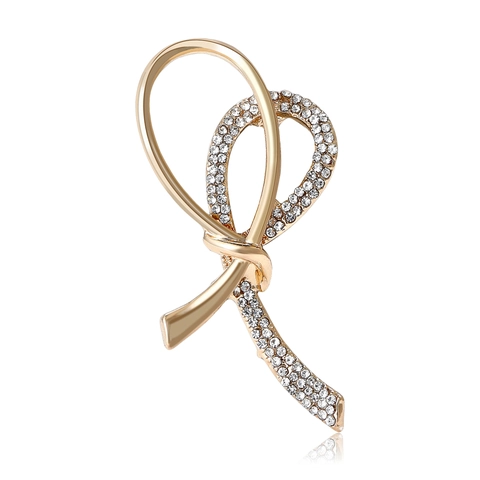Elegante Broche de Cinta con Nudo de Strass de Aleación para Mujer Accesorios de Joyería con Pasador de Seguridad Decorativo para Ropa de Moda