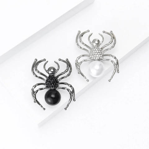Broche de Araña de Aleación Vintage Con Diamantes de Imitación Perla Artificial Pin de Solapa de Animal Para Ropa Joyería
