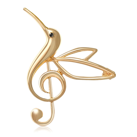 Künstlerische Legierung Kolibri Violinschlüssel Musiknote Brosche Für Damen Vintage Strass Emaille Anstecknadel Schmuck Geschenk