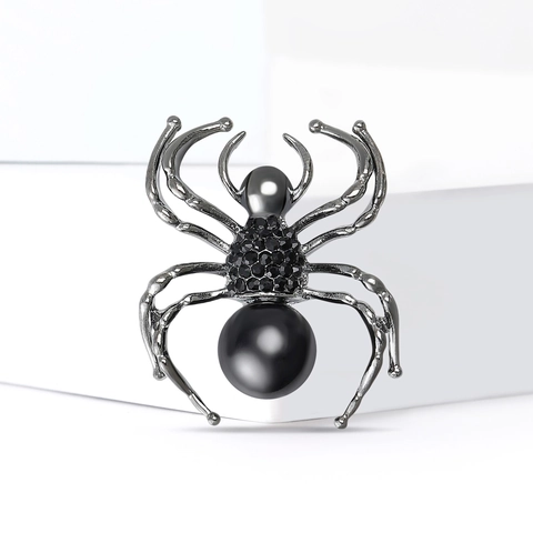 Broche de Araña de Aleación Vintage Con Diamantes de Imitación Perla Artificial Pin de Solapa de Animal Para Ropa Joyería