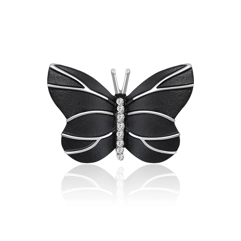 Mode Legierung Schmetterling Brosche Für Damen Schwarz Silber Strass Eingelegt Pin Dekorative Kleidung Schmuck Zubehör Geschenk