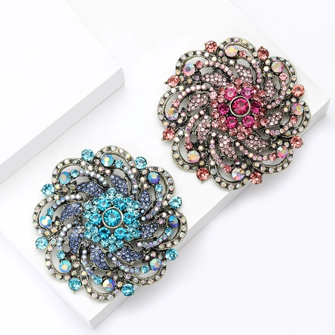 Spilla Vintage in Lega a Forma di Fiore per Donna Grande Girasole con Strass Spilla per Abito da Cerimonia Cardigan