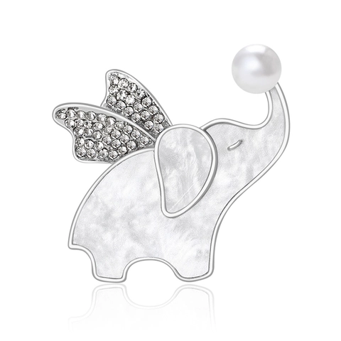 Lindo Broche De Elefante Con Perla Artificial Y Strass Para Mujer Aleación Concha Diseño Animal Accesorios De Moda