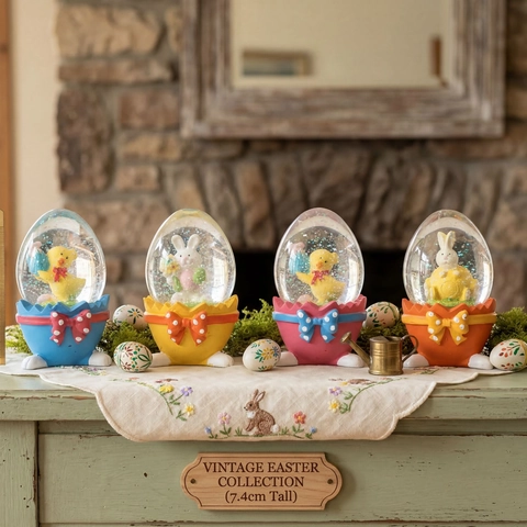 Easter Egg Rabbit Chick Snow Globe Glass Resin Desktop Ornament Festive Home Decoration For Holiday Party Gift