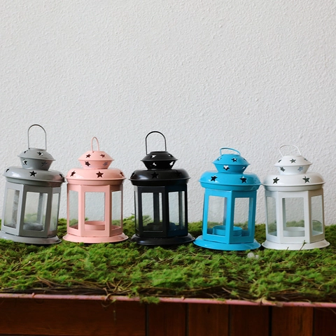 Vintage Iron Christmas Lantern Star Cutout Decorative Candle Holder Wind Lamp For Home Party Scene Decor