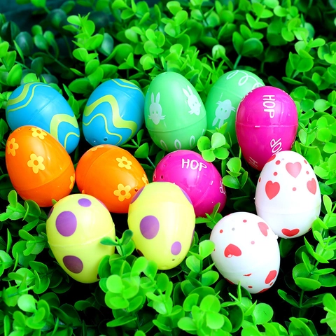 Multicolored Plastic Easter Eggs Openable Fillable Eggs With Rabbit Heart Patterns For DIY Party Decoration Home Gifts