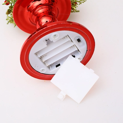 Weihnachten LED Kandelaber Set 3-Stufig Elektronische Wasser Glitzer Kerzen Mit Künstlichem Weihnachtskranz Für Tischdeko