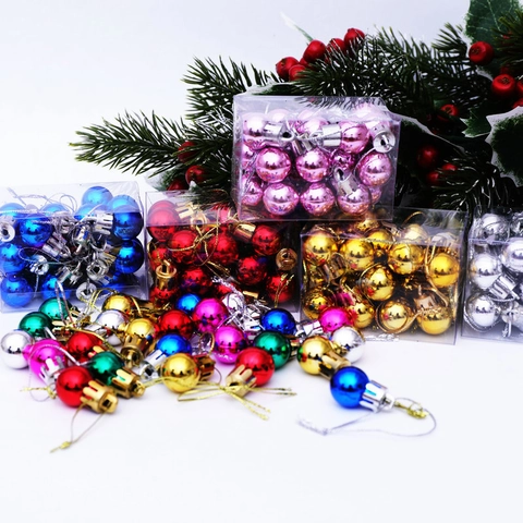 Shiny Mini Christmas Tree Hanging Ornaments Electroplated Plastic Decorative Balls For Holiday Xmas Party Home Festive Decor