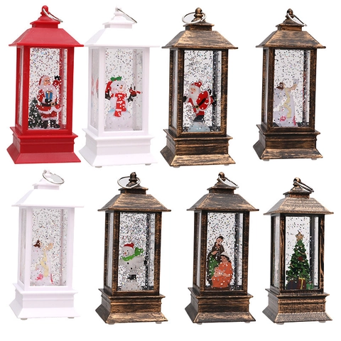 Farol LED de Navidad Retro Bola de Nieve con Inyección de Agua Papá Noel Muñeco de Nieve Ángel Nacimiento Lámpara Decorativa