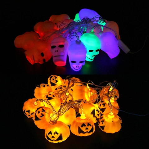 Halloween Luci a LED a Corda Forma di Zucca e Teschio Luci Fatate per Casa Stregata Bar Festa Interno Esterno Spina Lampada
