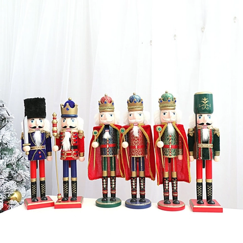 Tradizionale Schiaccianoci in Legno Soldato Re Burattino Decorazione di Natale Home Bar Ornamento da Tavolo Regalo Creativo