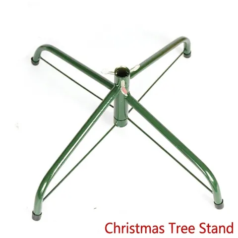 Support de Sapin de Noël Pliable en Métal Base en Fer Vert Support à Quatre Pieds avec Boulons Réglables Accessoires de Noël