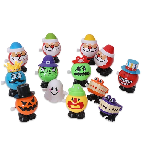 Halloween Christmas Wind Up Walking Toys Set Plastic Pumpkin Santa Skeleton Ghost Pirate For Party Favors Kids Gift