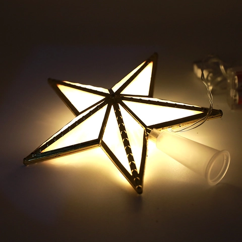 LED Weihnachtsbaumspitze Stern Licht Gold Weiß Kunststoff Pentagramm Ornament Mit USB Und Batteriefach Für Weihnachtsdeko