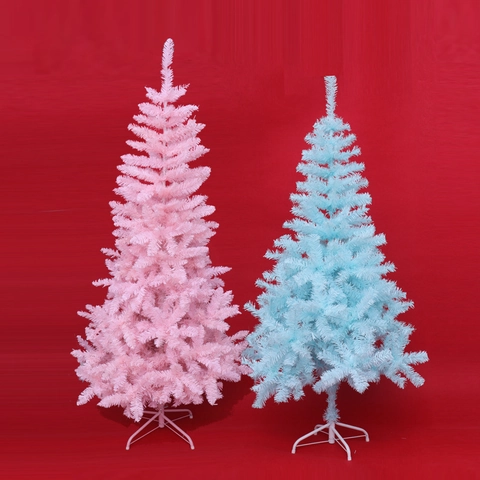 Moderno Albero di Natale Artificiale Rosa Blu Chiaro Aghi in PVC Densi Decorazione Festiva per Casa Ufficio Festa Ornamento Natalizio Senza Decorazioni