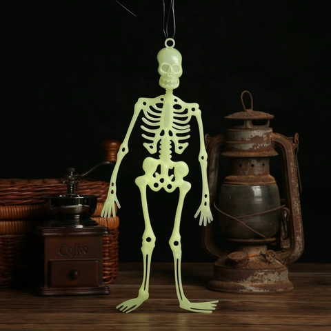 Halloween Lichtgevend Menselijk Skelet Rekwisiet Fluorescerende Plastic Hangende Decoratie Voor Spookhuis Feest Geheime Kamer Decor