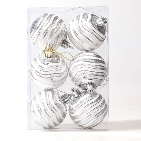 Plastic Christmas Ball Ornaments Wave Pattern Glitter Balls For Christmas Tree Home Holiday Party Decoration Red Gold Silver