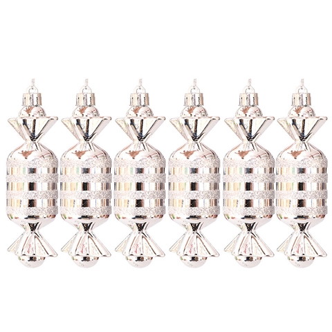 Christmas Tree Candy Shaped Hanging Ornaments Plastic Electroplated Glitter Candy Cane Decor For Home Xmas Party Holiday