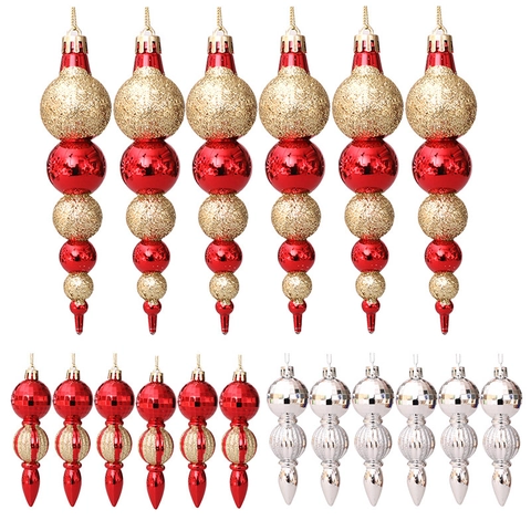Pendentifs de Noël en Forme de Gourde Plastique Décorations à Suspendre pour Sapin de Noël Paillettes Miroir Fête Maison