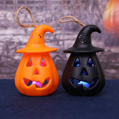 Halloween LED Zucca Cappello da Mago Ornamento Appendibile Plastica Scheletro Lanterna a Batteria per Giardino Festa Casa Decorazione