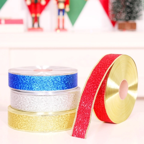 Metallic Glitter PVC Ribbon For Christmas Tree Decoration Festive DIY Craft Gift Wrapping Wedding Party Scene Ornament