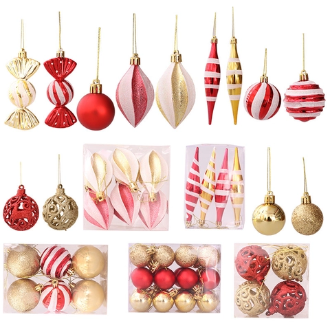 Palle di Natale in Plastica Decorazioni per l'Albero Pendenti Decorativi da Appendere Rosso Oro Bianco per la Casa