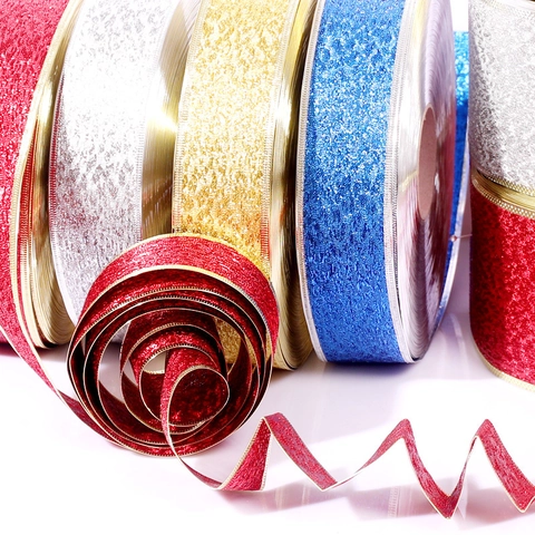 Metallic Glitter PVC Ribbon For Christmas Tree Decoration Festive DIY Craft Gift Wrapping Wedding Party Scene Ornament