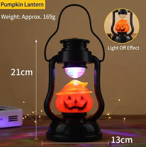 Lanterna LED di Halloween a Forma di Zucca e Pipistrello Lampada a Cherosene Retro Portatile Luce Decorativa per Casa Bar