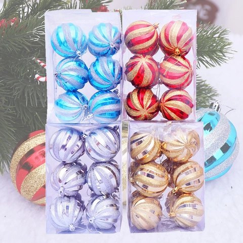 Palle di Natale a Spirale in Plastica con Glitter e Finitura Galvanica Decorazioni Appendibili per Albero di Natale e Feste