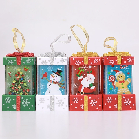 Christmas LED Gift Box Lantern Santa Snowman Gingerbread Man Tree Light Up Night Light Festive Holiday Party Home Decor