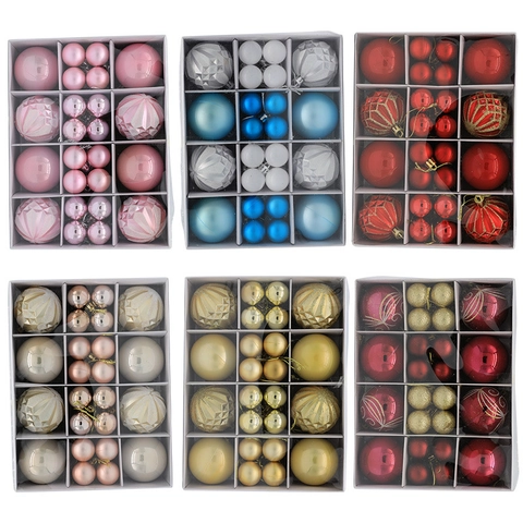 Ensemble de Boules de Noël en Plastique Incassable Texture Électroplaquée Paillettes Décorations à Suspendre Pour Sapin de Noël Fête