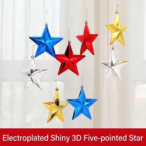 Decorazione a Stella di Natale Appesa Stella a Cinque Punte Tridimensionale Galvanizzata per Albero di Natale Festa Casa