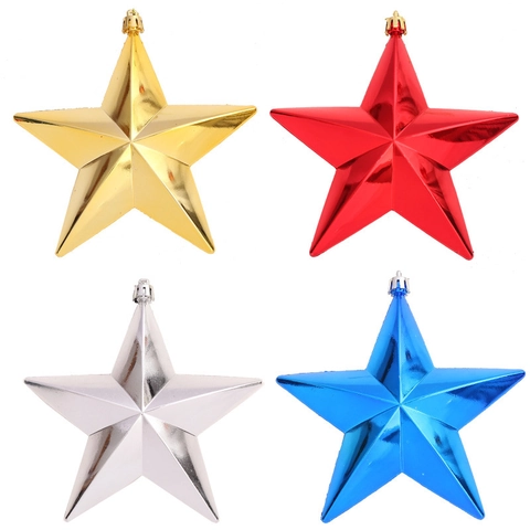 Decorazione a Stella di Natale Appesa Stella a Cinque Punte Tridimensionale Galvanizzata per Albero di Natale Festa Casa