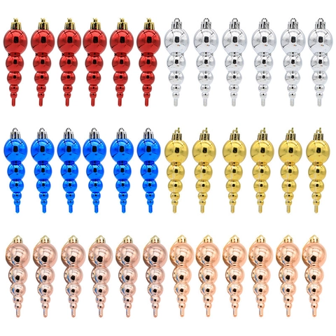 Ornements de Sapin de Noël en Plastique Électroplaqué Forme de Calebasses pour Décoration de Maison Festive Fournitures de Fête Couleurs Multiples