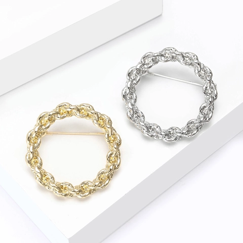 Spilla in Lega Circolare con Corda Intrecciata Vintage per Donna Lusso Placcato Oro Argento Spilla a Tonda Gioiello Regalo