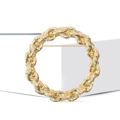 Spilla in Lega Circolare con Corda Intrecciata Vintage per Donna Lusso Placcato Oro Argento Spilla a Tonda Gioiello Regalo