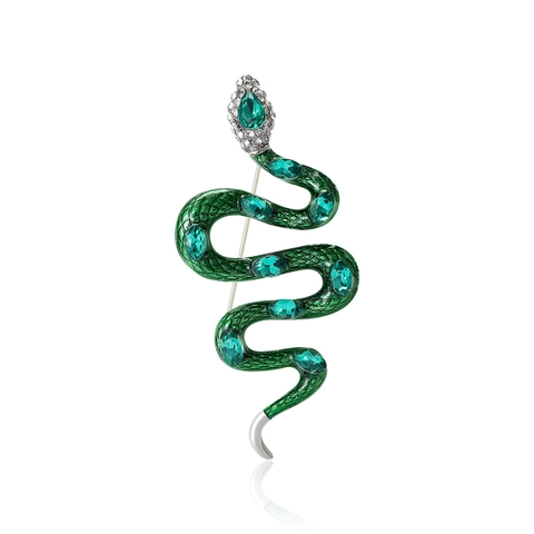 Broche de Serpiente de Esmalte de Aleación Vintage para Hombres Mujeres Diamantes de Imitación Animales para Traje Camisa