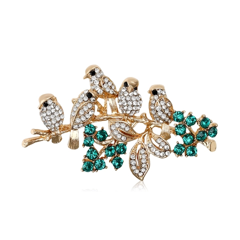 Spilla Spilla in Lega Vintage con Uccello in Strass su Ramo Squisiti Gioielli con Animali per Vestito Cappotto Donna Uomo Accessorio Moda
